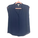 Joie 100% Silk Navy Hidden Button Up Sheer Blouse- Size XS (see notes)