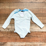 Minnow Green/Pink/Yellow Floral Print with Back Ribbon Tie and Cut Out Long Sleeve One Piece- Size 3/4T (see notes)