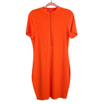 Shein Orange Ribbed Zipper Front Dress- Size ~L (see notes)