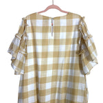 Who What Wear Mustard/White Buffalo Plaid with Ruffle Sleeves Dress- Size XXL