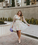 Needle & Thread Embroidered Floral Lined Sheer Sleeve Dress- Size 14