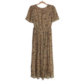 Hayden Tan Floral Pleated Skirt Dress- Size S