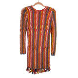 Saylor Multi-Color Crochet with Tassel Hem Lined Dress- Size S