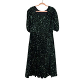 Ivy City Co Black/Green Sequin Puff Sleeve Dress - Size XL (Sold Out Online!)