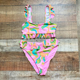 Show Me Your Mumu Barbie Pinks and Greens Ruffle Bikini Bottoms- Size S (sold out online, we have matching top)