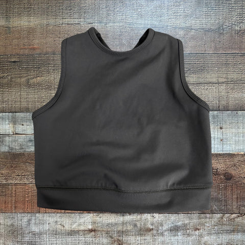 No Brand Black Triple Strap Back Cropped Workout Top- Size ~S (no size tag, fits like a small)