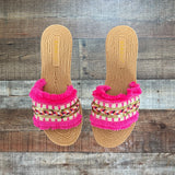 Bamboo Pink Sequin Sandals NWOT - Size 8.5