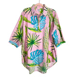 Holly Shae Design Pink Palm Leaf High/Low Tunic Top- Plus Size (fits like 18)