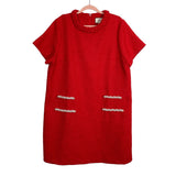 Tuckernuck Red Tweed with Braided Neckline and Pearl Detail Jackie Dress- Size XXXL (sold out online)