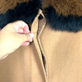 Derek Lam 10 Crosby Camel Wool Blend Coat with Removable Dyed Fox Fur Trim- Size 2