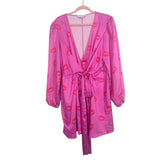 Never Fully Dressed Pink Lips Print Wrap Dress- Size 14 (see notes)