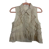 ASTR Cream Layered Ruffle Hidden Button Cropped Top NWT- Size S