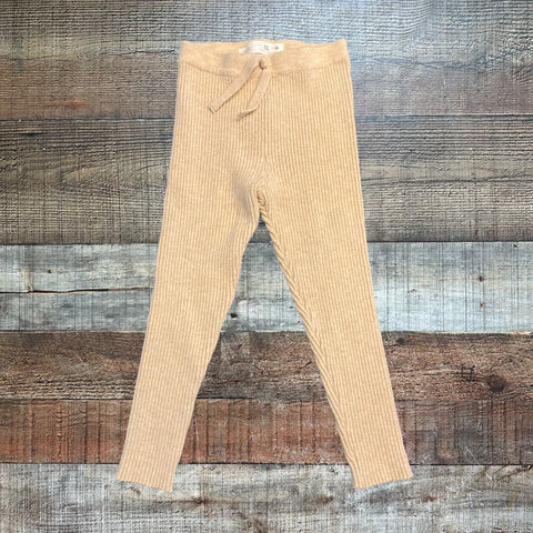 ZARA Tan Ribbed Faux Drawstring Pants- Size 2-3 Years