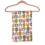 Tea Animals and Rainbows/Multi-Color Stars Reversible Baby Blanket NWT (we have matching outfit, sold out online)