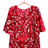 Rhode (Target) Red/Pink/White Floral Print Linen Blend Flutter Sleeve Dress- Size 20