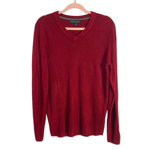 Tricots St Raphael Burgundy V-Neck Sweater- Size S