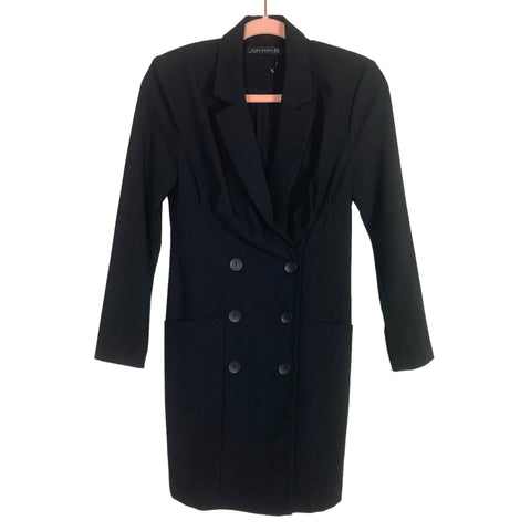 ZARA WOMAN Black Shoulder Padded Blazer Dress- Size XS