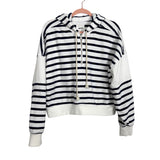Aerie White/Navy Stripes Zip Crop Hooded Sweatshirt- Size M (sold out online, we have matching shorts)
