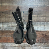 ZARA Black Studded Leather Boots- Size 38