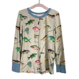 Caden Lane Beige Fishing Print Two Piece Pajamas- Size 3T (see notes, sold as a set)