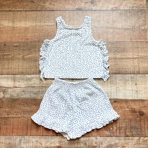 Zara White Blue Floral Tank Short Set- Size 3-4 Years