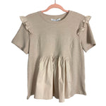 English Factory Tan Ruffle Knit Top NWT- Size M