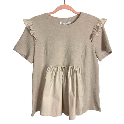 English Factory Tan Ruffle Knit Top NWT- Size M