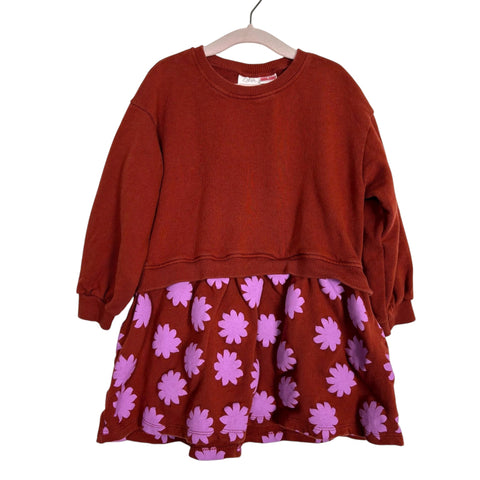 Zara Brick Flower Print Dress - Size 2-3 Years