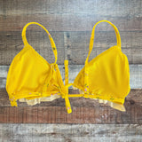Aerie Yellow Floral Print Triangle Swim Top- Size L