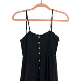 Dokotoo Black Smocked Bodice Faux Button Up Dress- Size S