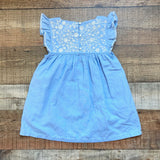 The Coast Brand Blue Linen Blend with Embroidered Flowers and Tassel Tie Dress- Size 4