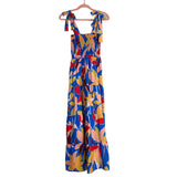 No Brand (Jane Fashion) Blue Floral Smocked Bodice Tie Strap Dress- Size S