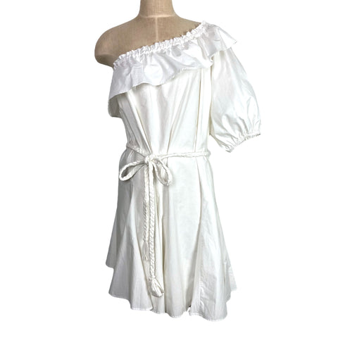 Rhode (Target) White One Shoulder with Braided Tie Belt Ruffle Dress NWT- Size 1X