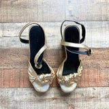 ASOS Gold Ankle Wrap Platform Heeled Sandals- Size 9 (see notes, sold out online)