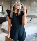 No Brand (Jane Fashion) Black Ruffle Sleeve Romper- Size M