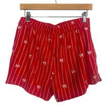 Aerie Red White Stripes and Ribbon Printed Pajama Shorts- Size M