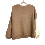 Amaryllis Mocha/Cream/White Color Block Cable Knit Sweater- Size XS/S