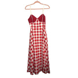Rachel Antonoff Red and White Floral Checkered Print Smocked Back Dress- Size S (sold out online)
