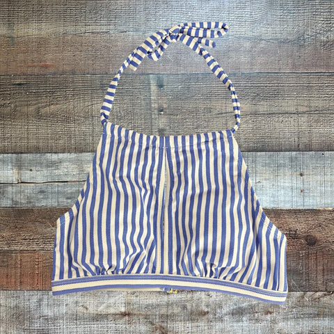 Time And Tru White/Blue Cross Waist Swim Top- Size S(4-6) (We Have Matching Bottoms!)