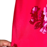 Scoop Hot Pink Floral Satin with Side Slit Slip Midi Dress- Size S (see notes, sold out online)