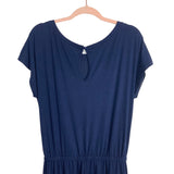 Pretty Garden Navy Off the Shoulder Drawstring Waist Jumpsuit- Size S