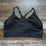 PINK Active Black Ribbed Padded Sports Bra- Size L