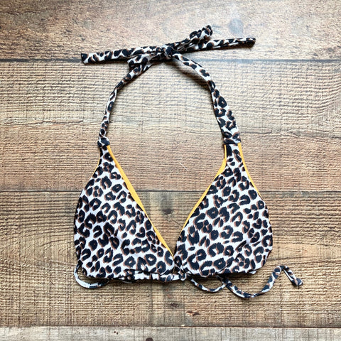 No Brand Tag (Becca by Rebecca Virtue) Orange/Animal Print Triangle Padded Bikini Top- Size S (no size tag, fits like small, we have matching bottoms)