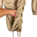 No Brand Tan Sweatshirt Hooded Dress- Size S