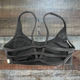 Vuori Black/White Striped Yosemite Sports Bra - Size S