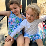 No Brand Blue Pattern Print Swim Trunks - Size 18M