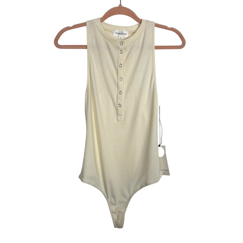 Privacy Please Cream Sleeveless Snap Bodysuit NWT - Size M
