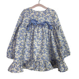 Stichy Fish Blue Floral Print Top  + Navy Pant Set - Size 4T