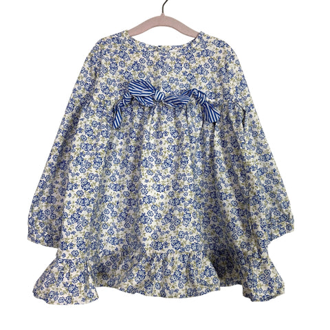 Stichy Fish Blue Floral Print Top  + Navy Pant Set - Size 4T