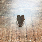 Silver Rhinestone Large Heart Adjustable Ring- Size 6